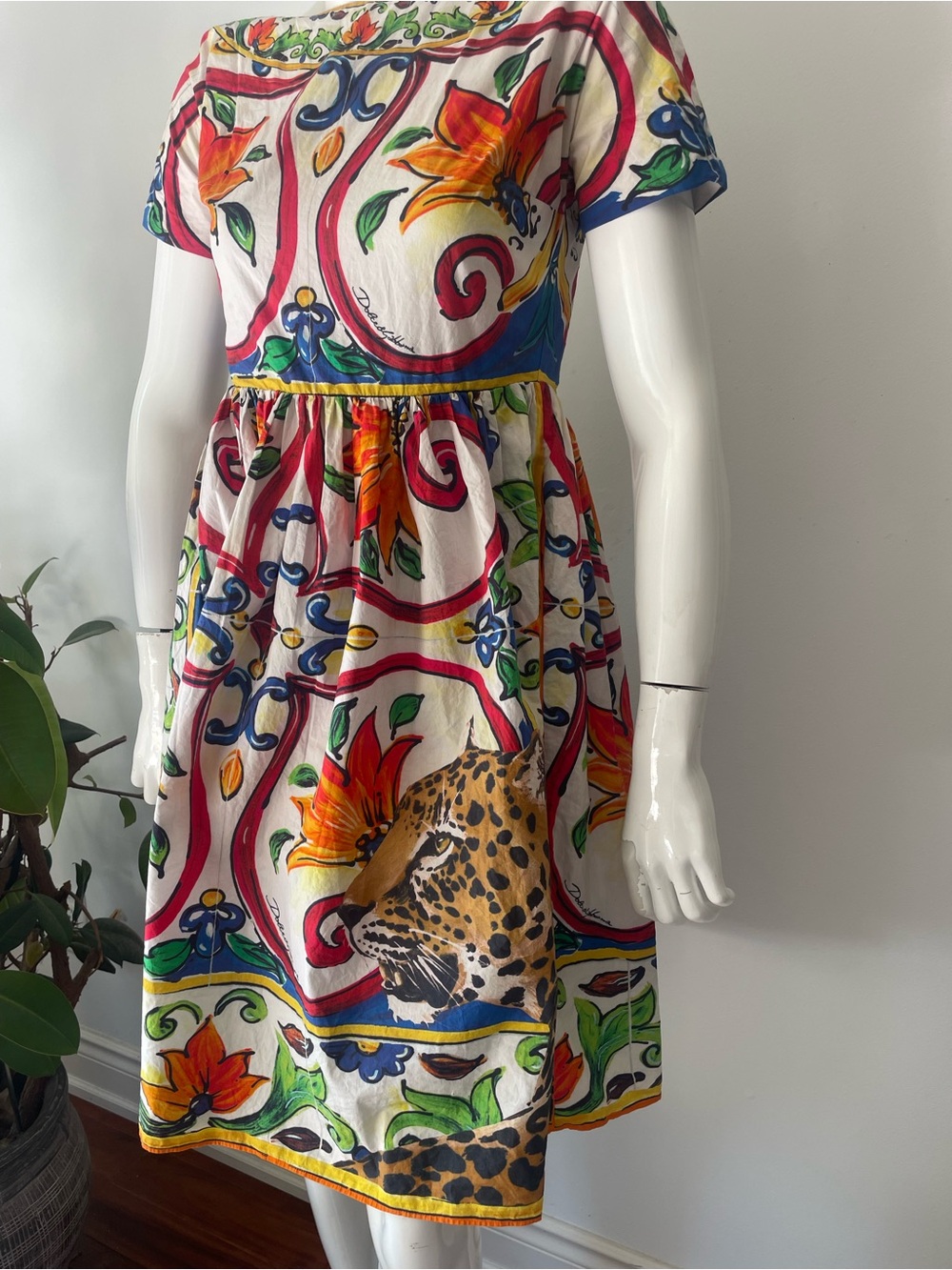 Dolce & Gabbana Multicolor Floral & Leopard Print Midi Dress small - Picture 11 of 11